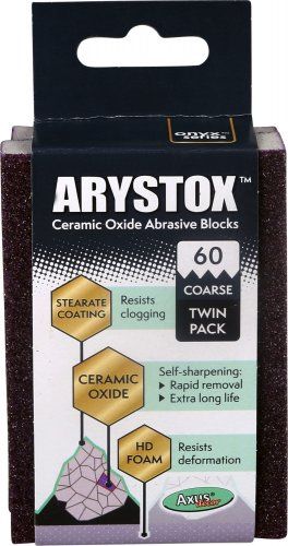 Axus Decor Arystox Ceramic Oxide Abrasive Blocks 60 Grit Pack of 2