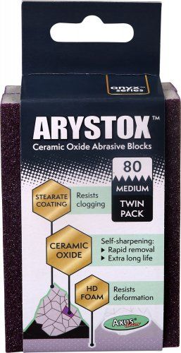 Axus Decor Arystox Ceramic Oxide Abrasive Blocks 80 Grit, twin pack