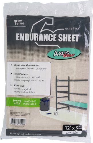 Axus Decor Endurance Sheet Grey Series 12' x 9' heavy duty cotton canvas dust sheet in grey