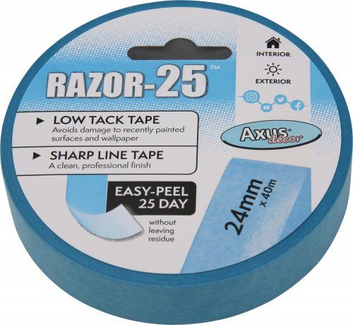 Axus Decor Razor-25 Low Tack Tape 24mm x 40m in blue