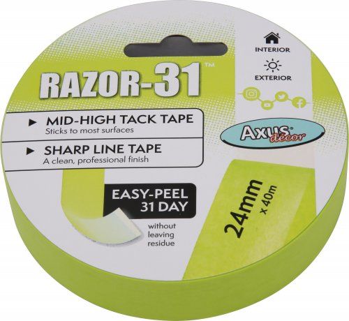 Axus Decor Razor-31 Mid to High Tack Tape, 24mm x 40m, lime green