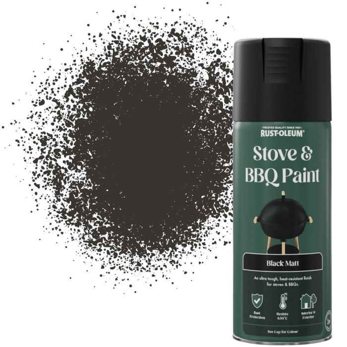 Rust-Oleum Stove and BBQ Heat Proof Matt Spray Paint in Black, 400ml
