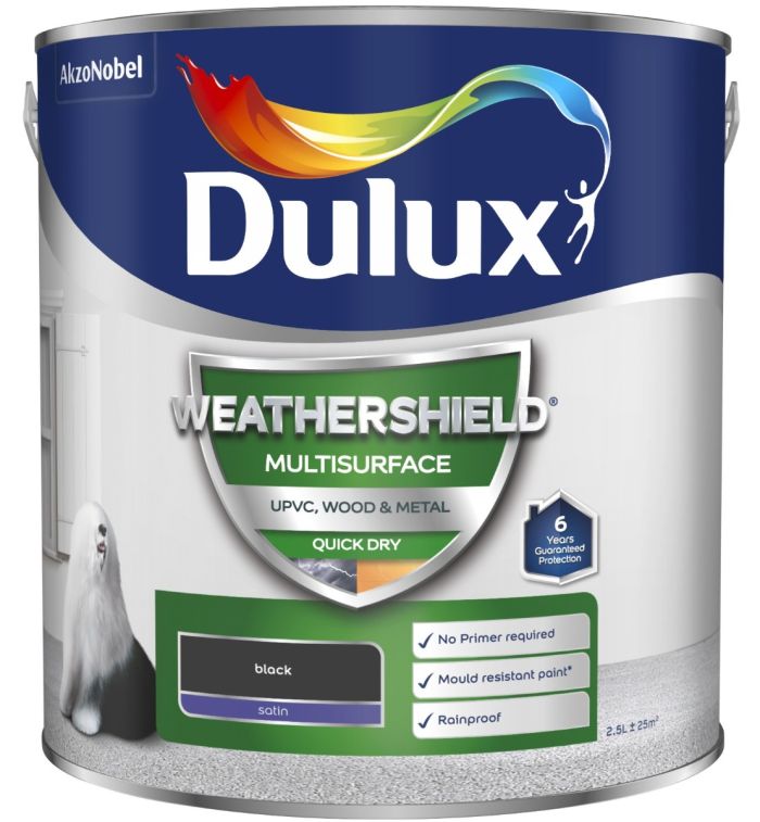 Dulux Weathershield Multisurface Satin Paint in Black, 2.5L