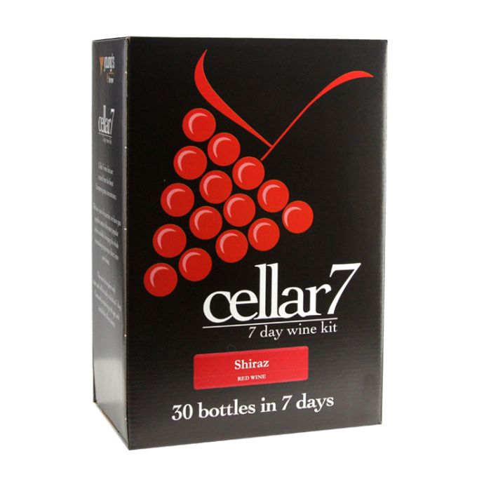 Cellar 7 Shiraz Wine Making Kit - 30 Bottles for bold spicy red wine with deep purple colour