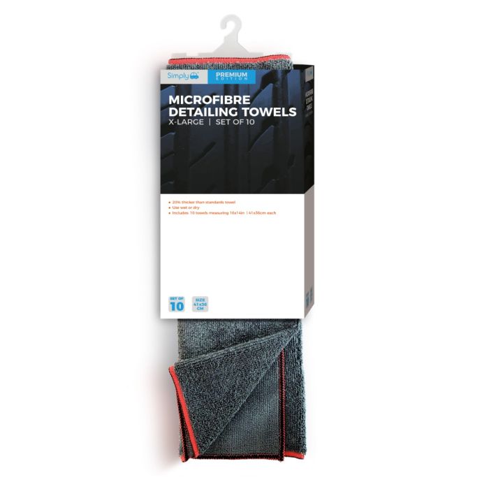Simply CLE015 Microfibre X-Large Detailing Towels - Set of 10