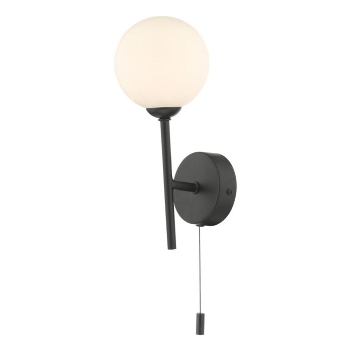 DAR Lighting Cohen Wall Light Matt Black With Opal Glass
