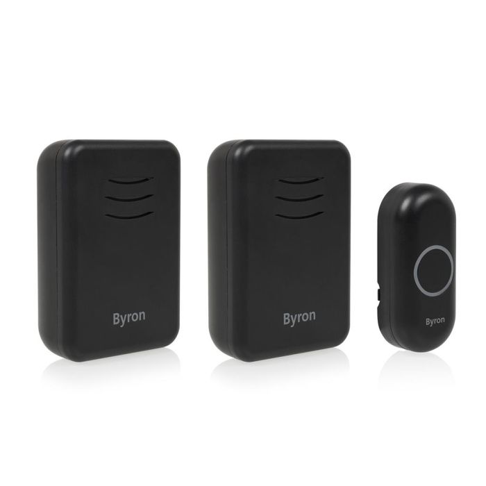 Byron DBY-22354BS Wireless Plug-In Portable Doorbell Set in Black