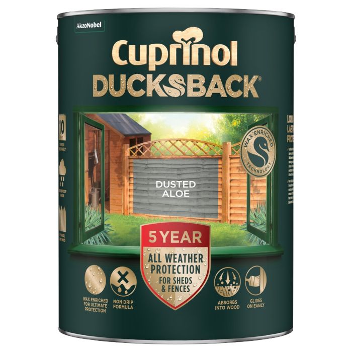 Cuprinol 5 year Ducksback Dusted Aloe 5L exterior paint wood care timbercare