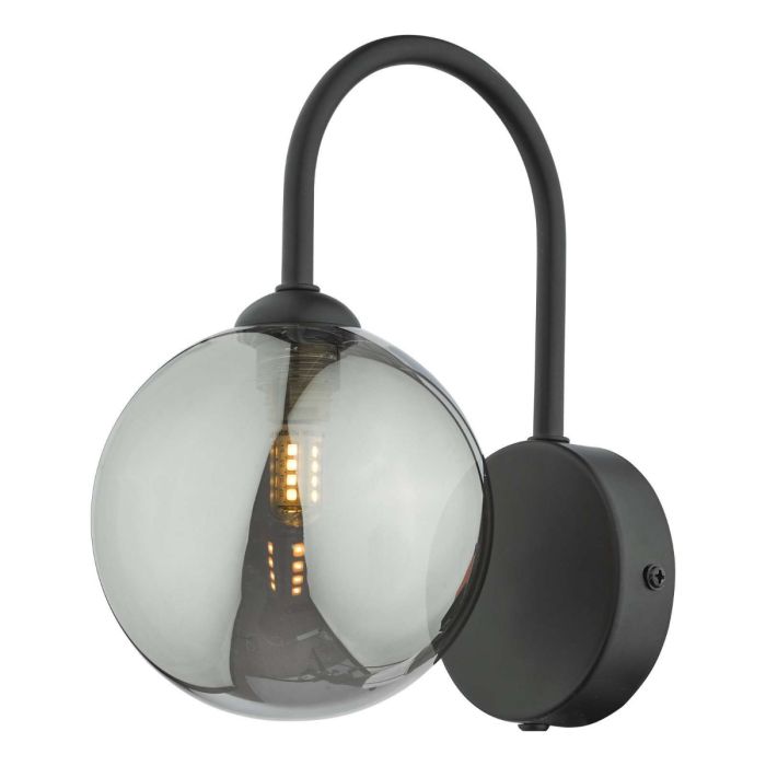 DAR EIS0722 Eissa Wall Light in matt black and smoked glass
