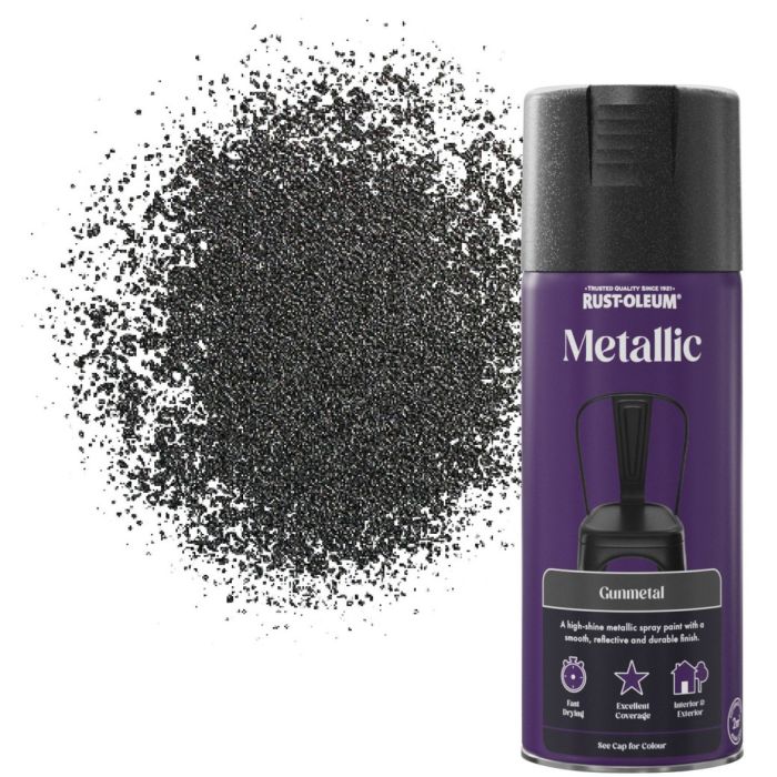 Rust-Oleum Metallic Spray Paint in Gun Metal, 400ml aerosol
