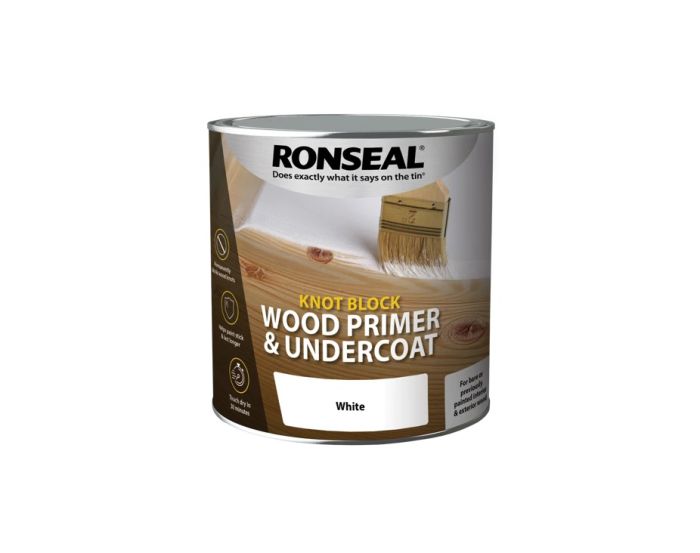 Ronseal Knot Block Wood Primer and Undercoat, 250ml white specialist paint