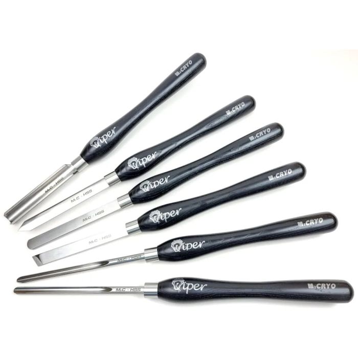 Charnwood M2CSET6 6 Piece Cryo Hardened M2 HSS Woodturning Chisel Set with European Black Ash handles