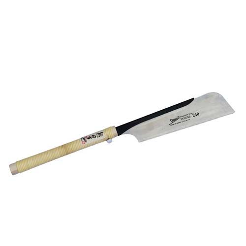 Shogun MC24 240mm Japanese Precision Dozuki Saw with nickel plated blade and rattan wrapped paulownia wooden handle