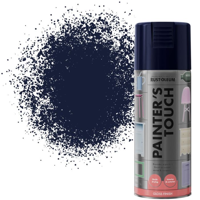 Rust-Oleum Painters Touch 400ml aerosol spray paint in smooth gloss navy blue
