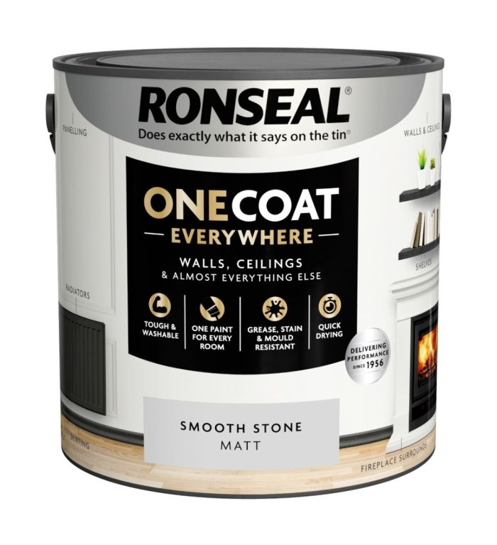 Ronseal One Coat Everywhere Matt Paint Smooth Stone 2.5L