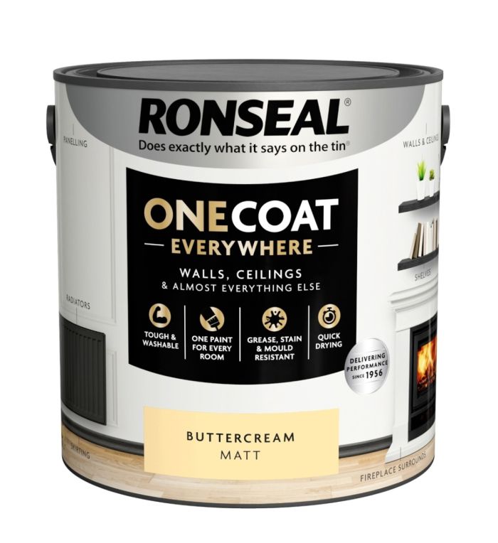 Ronseal One Coat Everywhere Matt Paint Buttercream 2.5L
