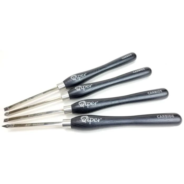 Charnwood TCSET4S 4 Piece Carbide Tipped Wood Turning Tool Set with 470mm overall length and Ash handles