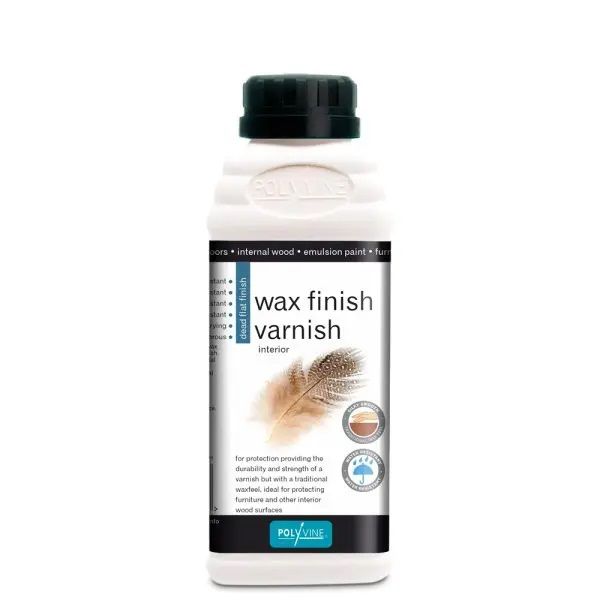Polyvine Wax Finish Varnish Dead Flat Finish 500ml clear wood varnish tin