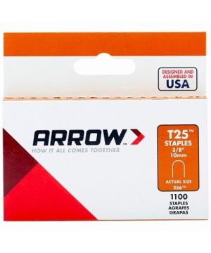 Arrow T25 Round Crown Staples 10mm 3/8 1100 box in steel