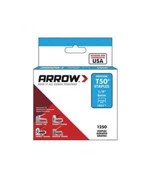Arrow ARRT5014S T50 Staples 6mm 1/4" Box of 1250