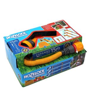 Hozelock 100-101-265 Wonderhoze With Multi Spray Gun - 15m expandable woven fabric hose