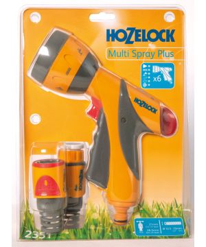 Hozelock 2351 Multi Spray Plus Gun With Connectors with six spray patterns and soft-touch ergonomic handle