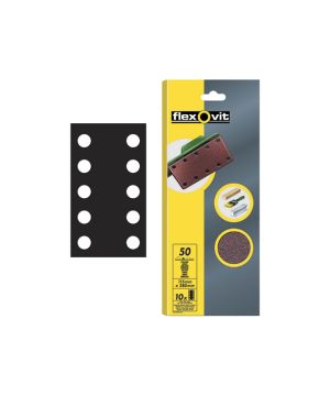 Flexovit 1/2 Sanding Sheets, 115mm x 280mm, Coarse 50g, 8 Hole Perforated, 10-Pack