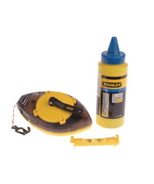 Stanley 0-47-465 30M Power Winder Chalk Line and Level with blue chalk