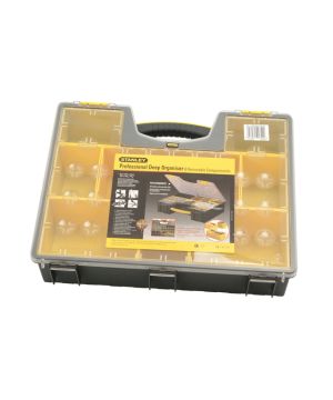 Stanley 1-92-749 Professional Deep Organiser with 8 removable compartments and clear polycarbonate lid