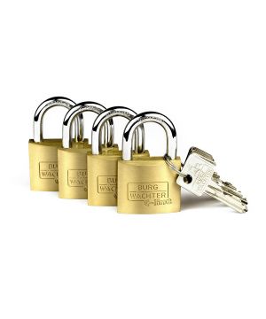 Burg Wachter Quadra 222 40 Sb Brass Padlock - 40mm - Pack of 4
