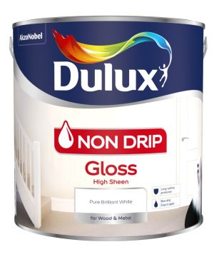 Dulux Non Drip Gloss Paint in Pure Brilliant White, 2.5L tin