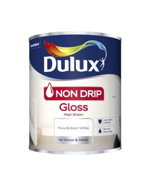 Dulux Non Drip Gloss Paint Pure Brilliant White 750ml high gloss wood and metal paint