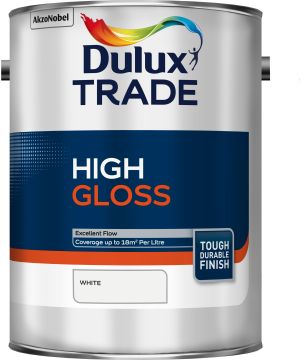 Dulux Trade High Gloss 5L white paint tin