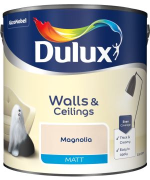 Dulux Matt Emulsion Paint in Magnolia, 2.5L smooth and creamy interior wall and ceiling paint
