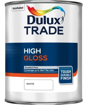 Dulux Trade High Gloss solvent-based paint in White, 1L