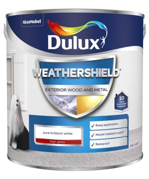 Dulux Weathershield Exterior Gloss Paint in Pure Brilliant White, 2.5L tin