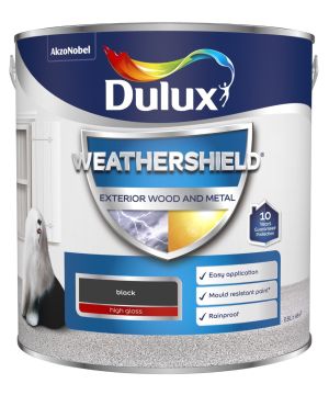 Dulux Weathershield Exterior Gloss Paint in Black, 2.5L