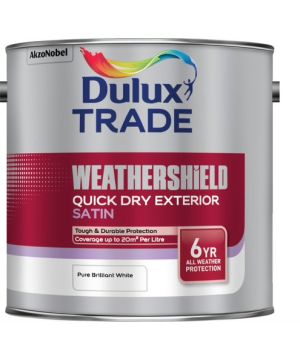 Dulux Trade Weathershield Quick Dry Exterior Satin 2.5L in Pure Brilliant White