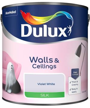 Dulux Violet White Silk Emulsion Paint, 2.5L tin