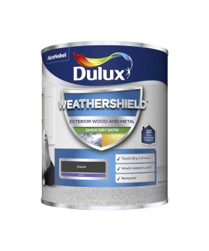 Dulux Weathershield Exterior Quick Dry Satin Paint in black, 750ml