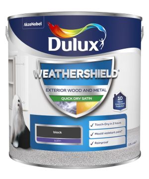 Dulux Weathershield Exterior Quick Dry Satin Paint - Black - 2.5L