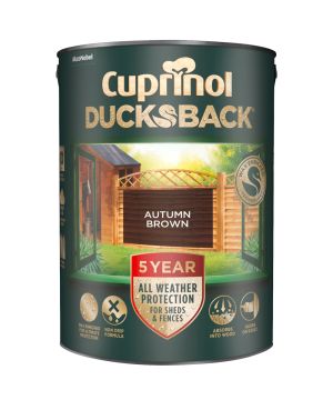 Cuprinol 5 Year DucksBack Autumn Brown 5L timbercare paint tin
