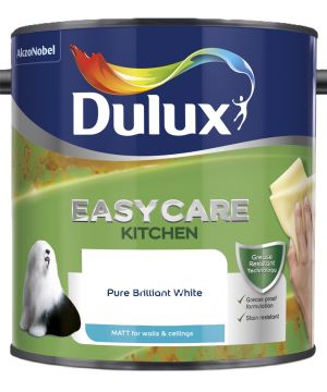 Dulux Easycare Kitchen Matt Emulsion Paint in Pure Brilliant White, 2.5L