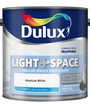 Dulux Light & Space Matt Emulsion Paint in Absolute White, 2.5L
