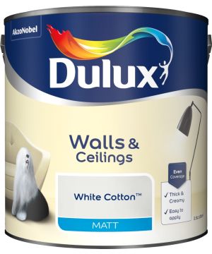 Dulux Matt Emulsion Paint White Cotton 2.5L tin