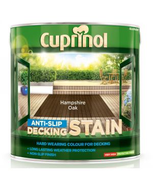 Cuprinol Anti Slip Decking Stain Hampshire Oak 2.5L exterior paint tin