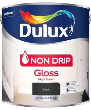 Dulux Non Drip Gloss Paint - Black - 2.5L