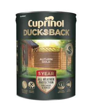 Cuprinol 5 Year DucksBack Autumn Gold 5L exterior paint for rough wood