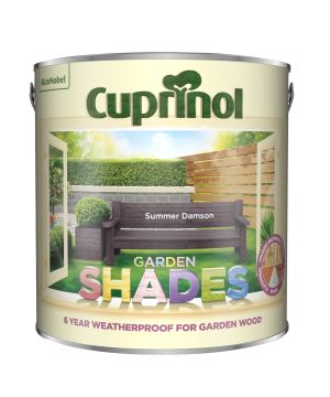 Cuprinol Garden Shades Summer Damson 2.5L exterior wood paint in rich matt colour