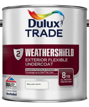 Dulux Trade Weathershield Exterior Flexible Undercoat, 2.5L, Brilliant White